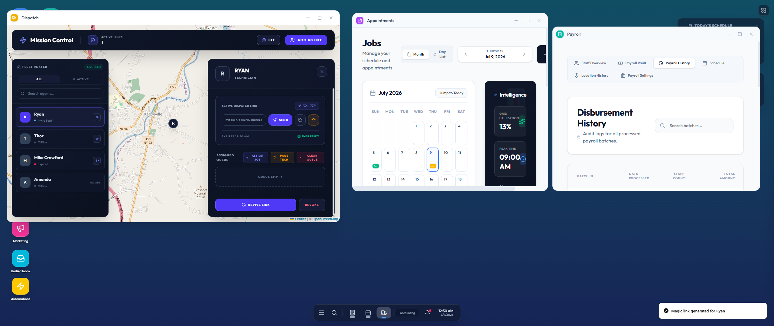 Multiple apps open simultaneously in Chameleon Desktop Mode