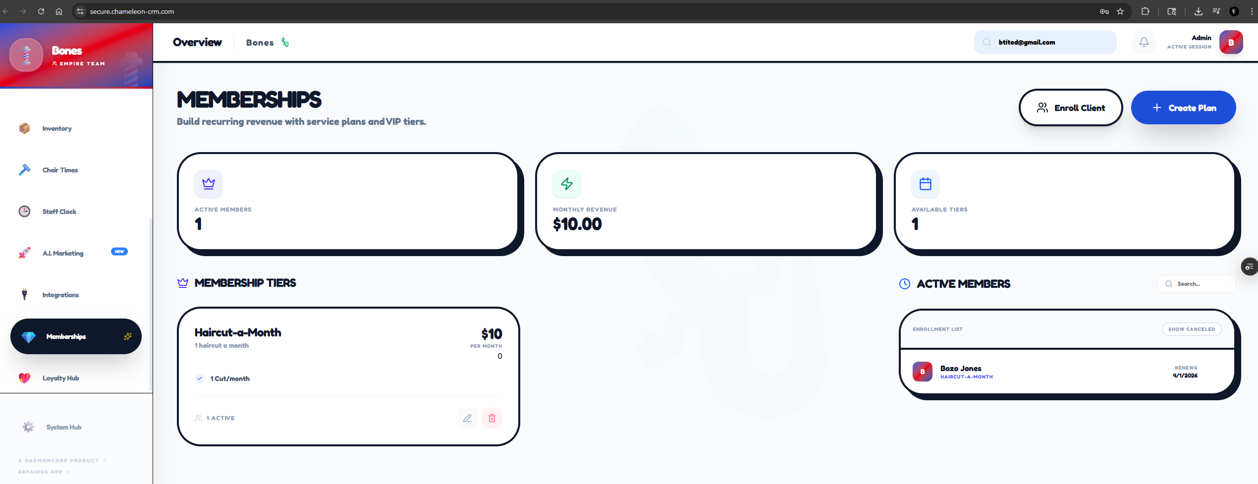 Memberships and Charges Dashboard