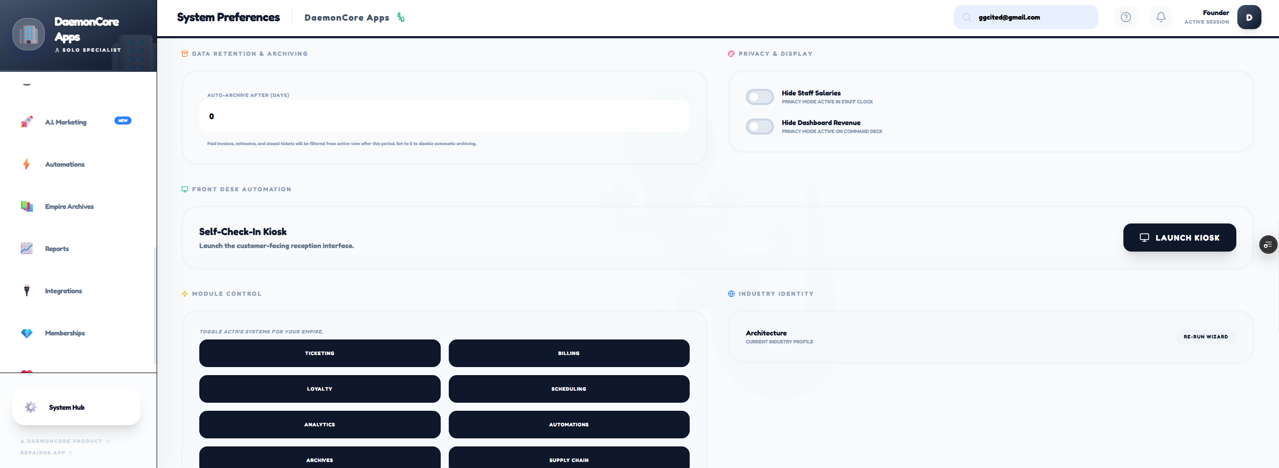 Kiosk Mode Interface
